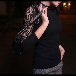 Black Crochet Long Sleeve Blouse Available